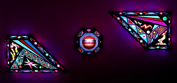 3-lighted Lumonics wall sculptures commisiioned for Dorothy Tanner at a residence