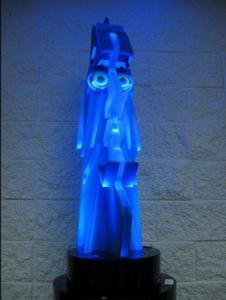 a blue sculpture 