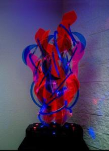 Red and blue light sculpture