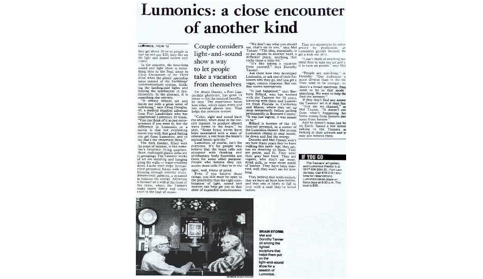 Mel and Dorothy Tanner in conversation at Lumonics