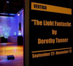signage of exhibit at Vertigo Gallery: The Light Fantastic by Dorothy Tanner