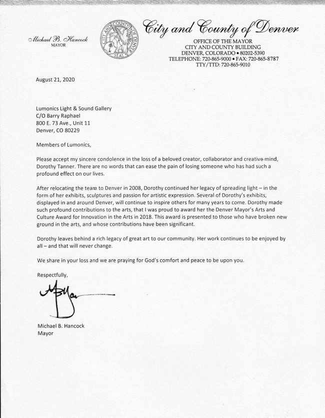 letter from Mayor Michael Hancock