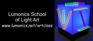 Lighted cube at the Lumonics School of Light Art in Denver