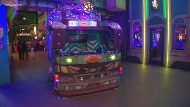 Vehicle in front of The Galleri at Meow Wolf Denver
