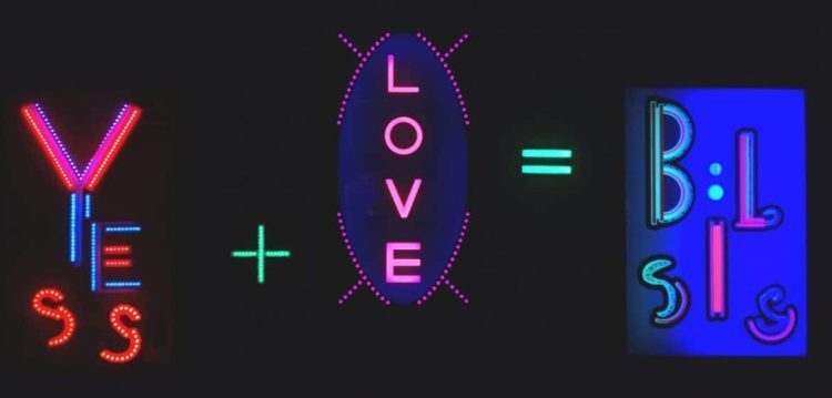 Dorothy Tanner light sculpture: Yess + Love + Bliss
